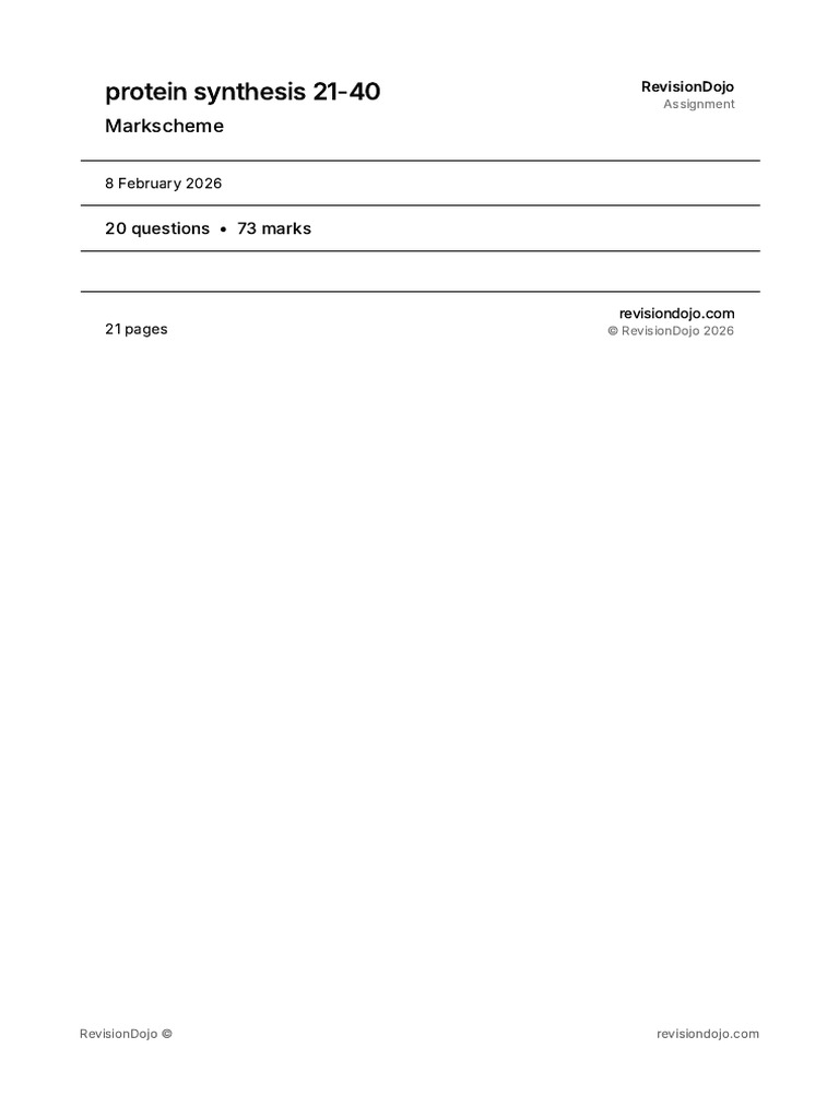 Protein Synthesis 21-40 (Markscheme) | PDF | Messenger Rna ...