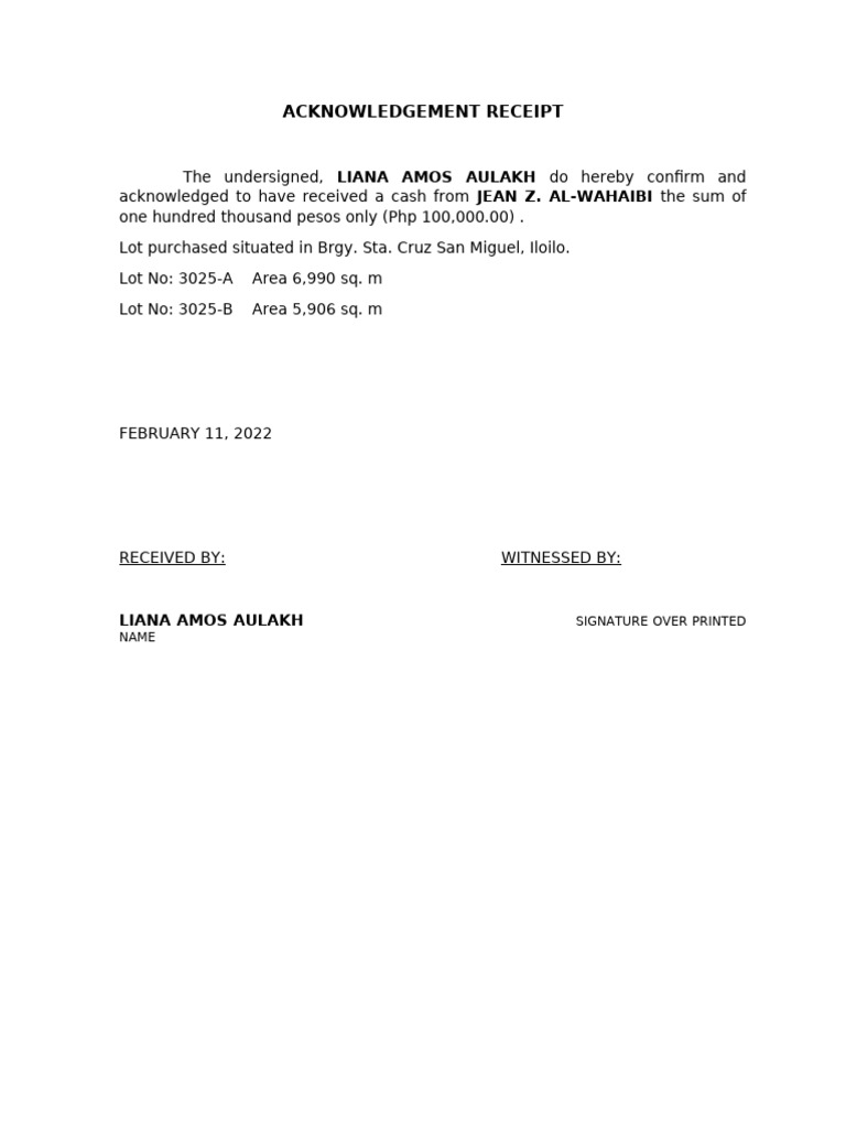 Acknowledgement Receipt | PDF