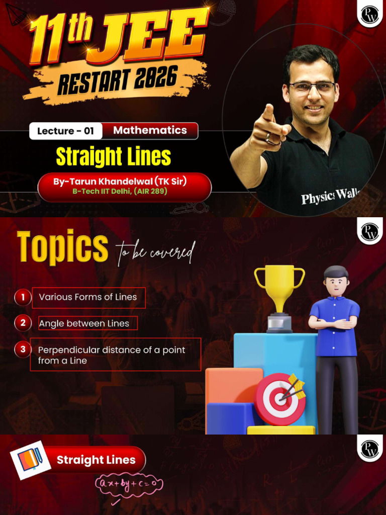 Straight Lines 01 : Class Notes | PDF