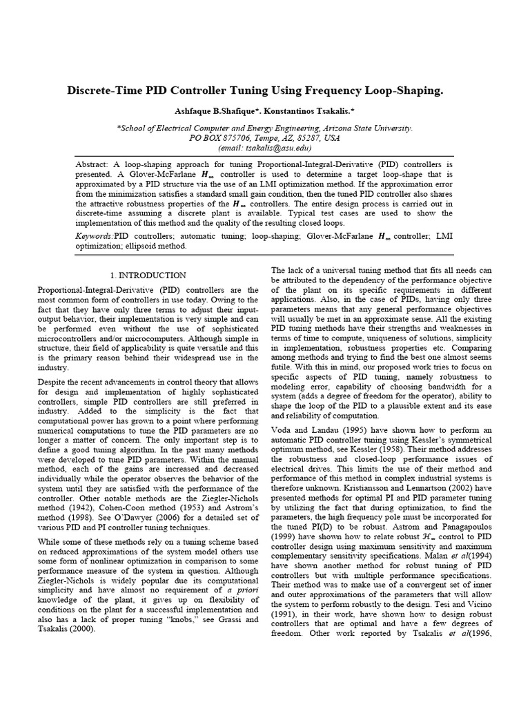 Discrete Time PID Controller Tuning Using Frequency Loop Shaping 2012 ...