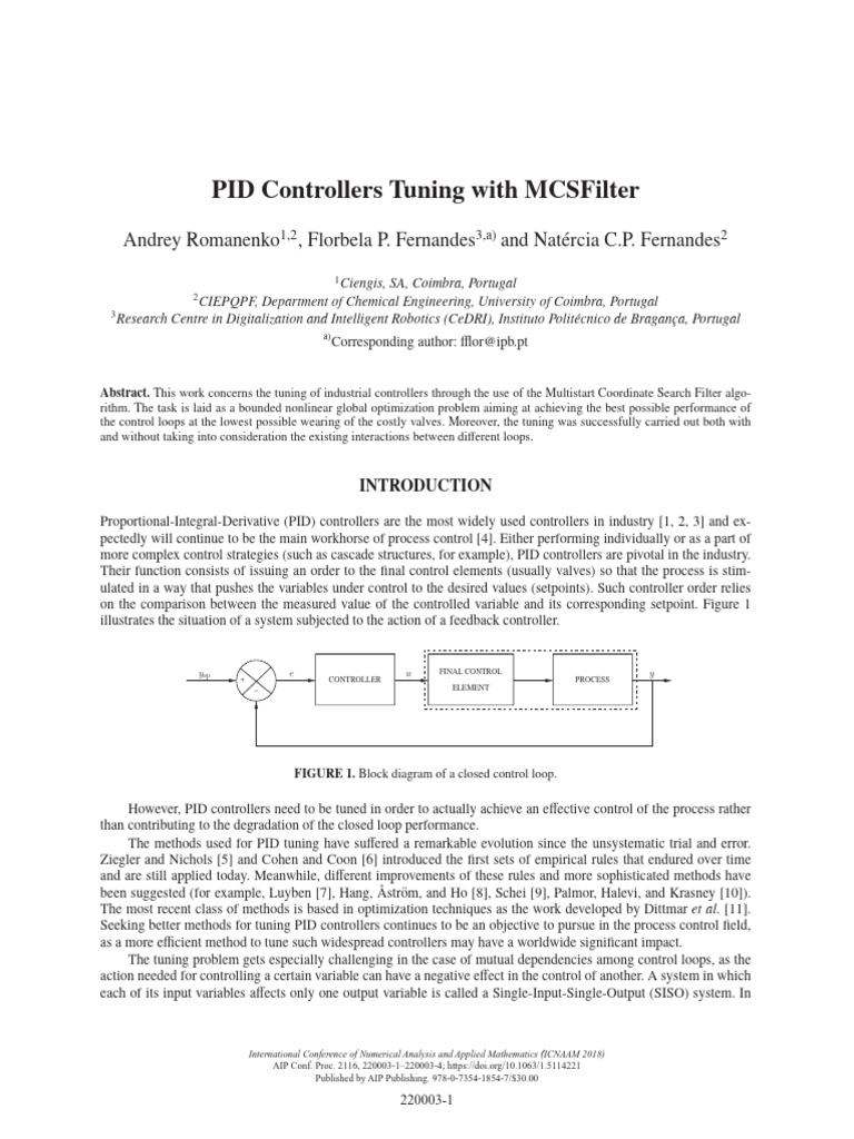 PID Controllers Tuning With MCSFilter 2019 Romanenko | PDF | Control ...