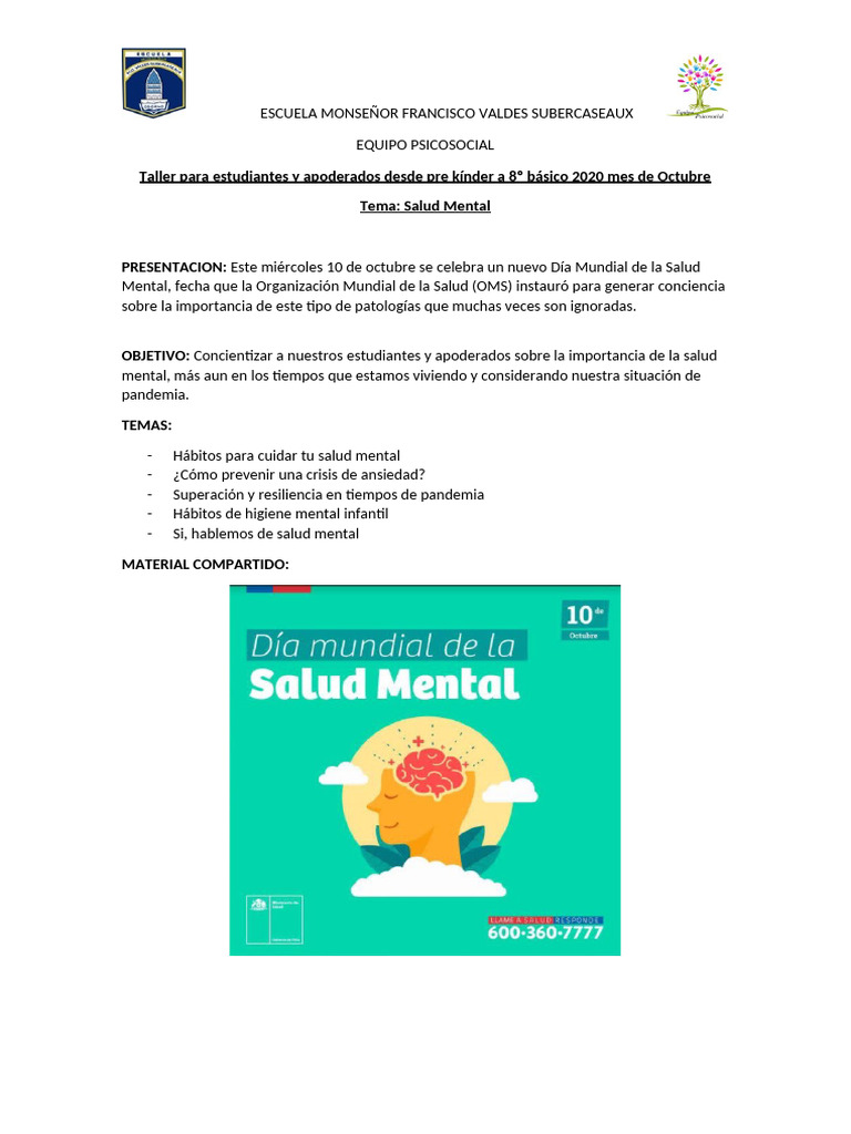 Taller de Salud Mental | PDF