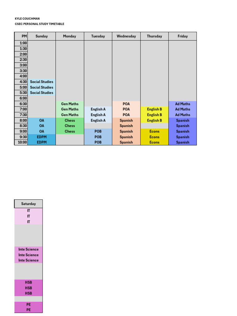 Study Timetable | PDF