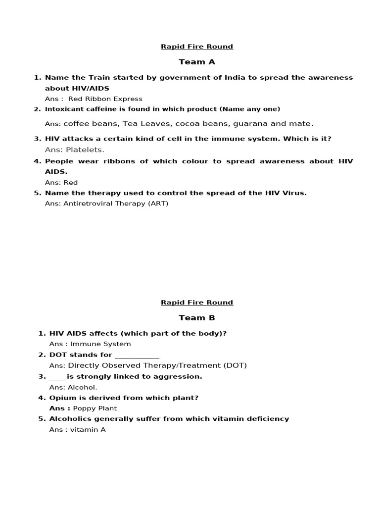 Rapid Fire Round | PDF | Hiv/Aids | Drugs