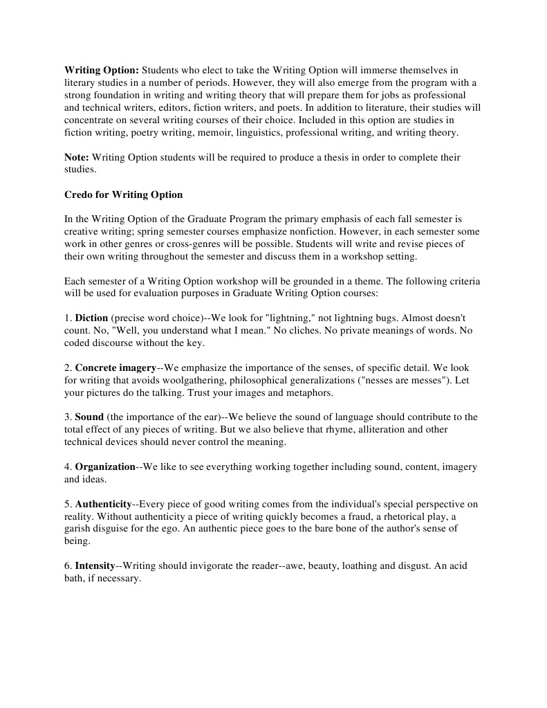 Graduate Writing Option Overview | PDF | Writers | Academic Term
