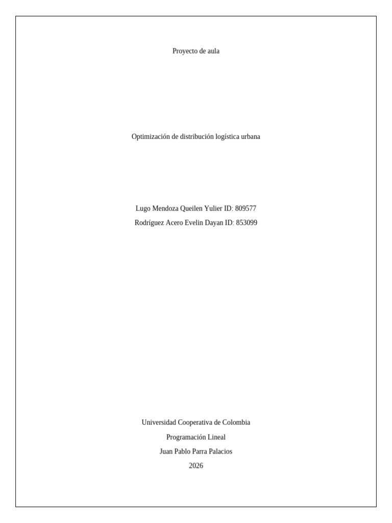 Proyecto Programacion Lineal 2 | PDF | Programación lineal