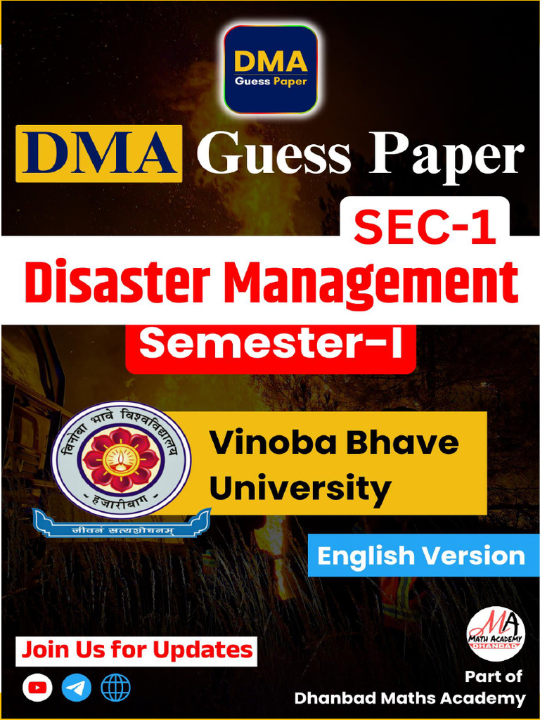 SEC Disaster Management VBU SEM 1 DMA Guess Paper English Version | PDF ...
