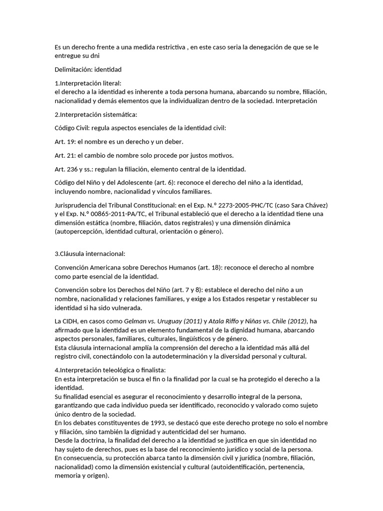 Derecho A La Identidad | PDF | Convenio europeo de derechos humanos ...