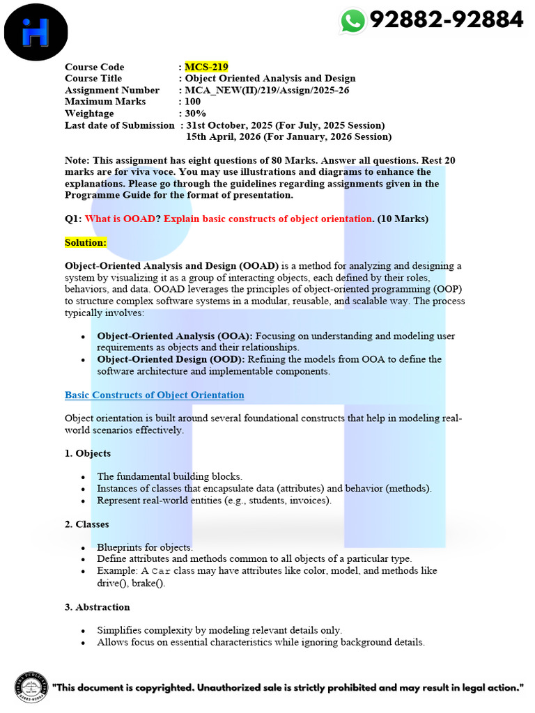 MCS-219 SLD Asn 2025-26 | PDF | Method (Computer Programming ...
