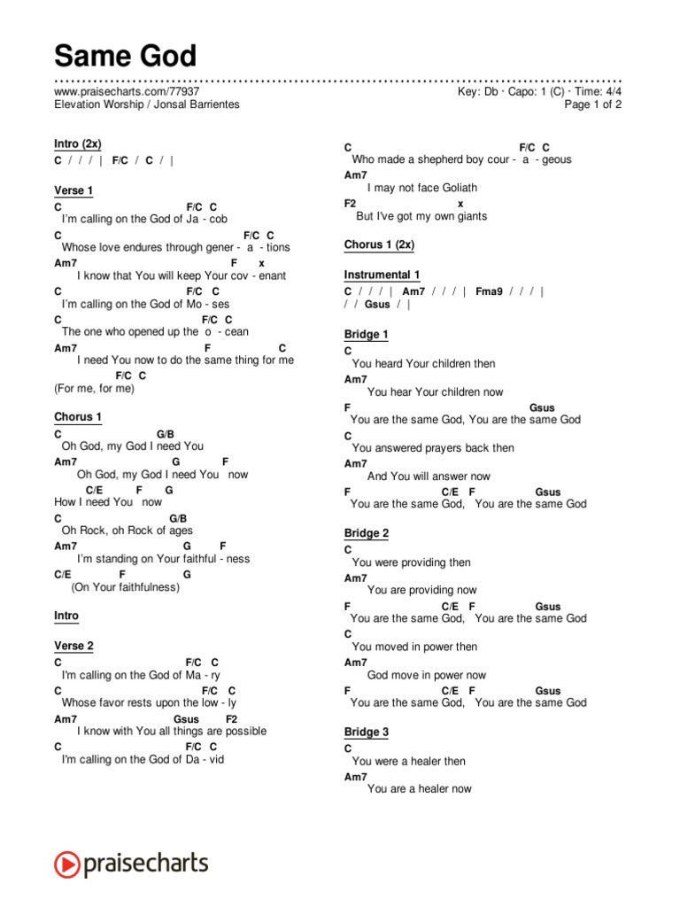 (Db C)Same+God+ +Elevation+Worship | PDF | God | Conceptions Of God