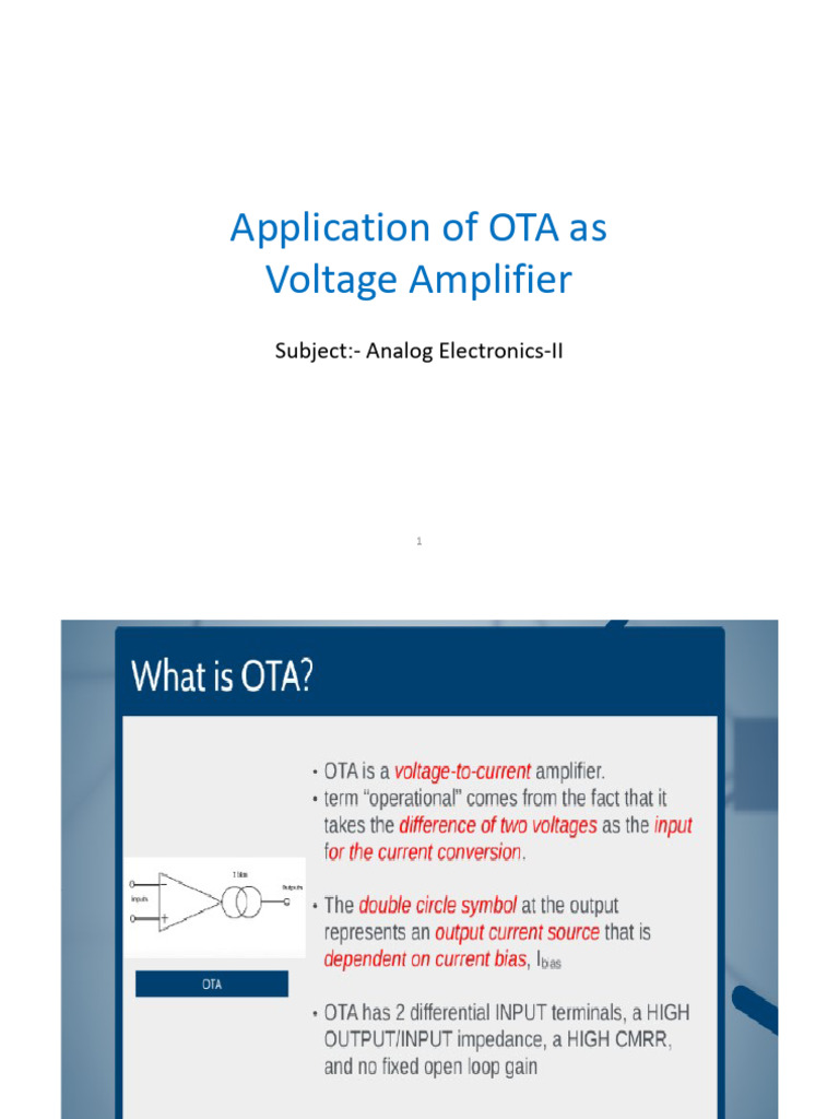 OTA Application as Voltage Amplifier | PDF
