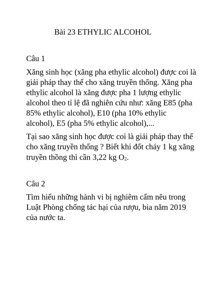 Bài 23 Ethylic Alcohol | PDF