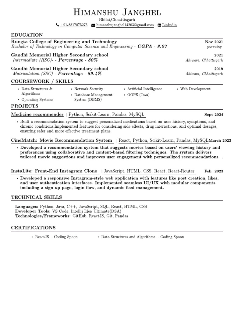 Old Resume | PDF