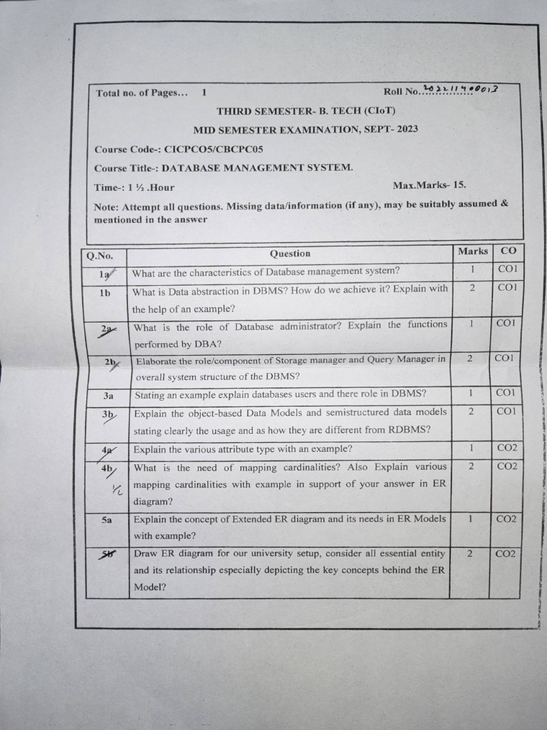 DBMS 2023 Midsem | PDF