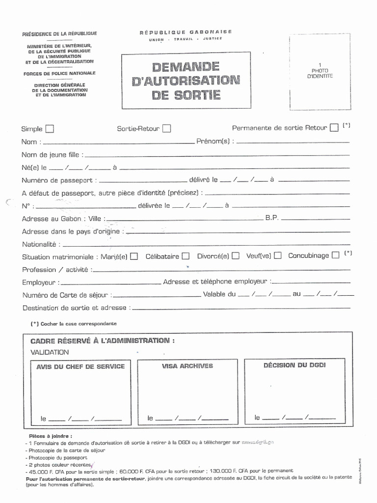 Fiche de Demande D'autorisation de Sortie | PDF