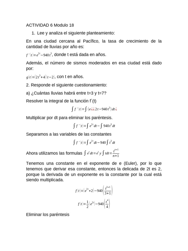 Actividad 6 Modulo 18 | PDF | Integral | Derivado