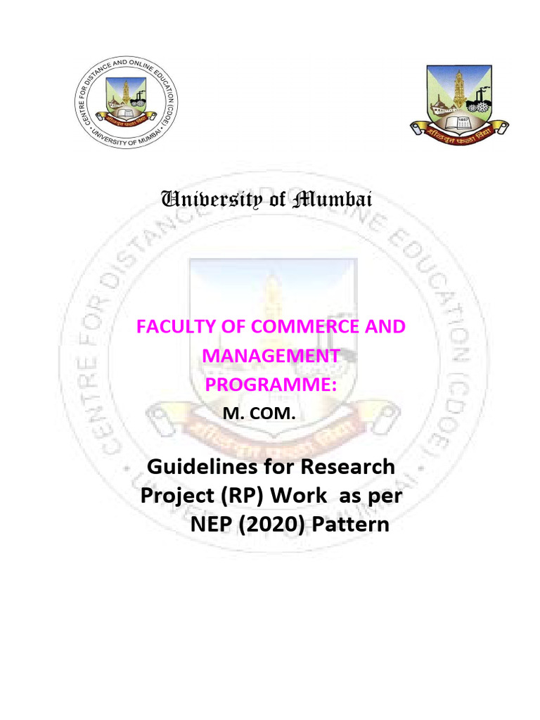 Project Guidelines MCOM SEM III and IV Under NEP | PDF | Methodology ...