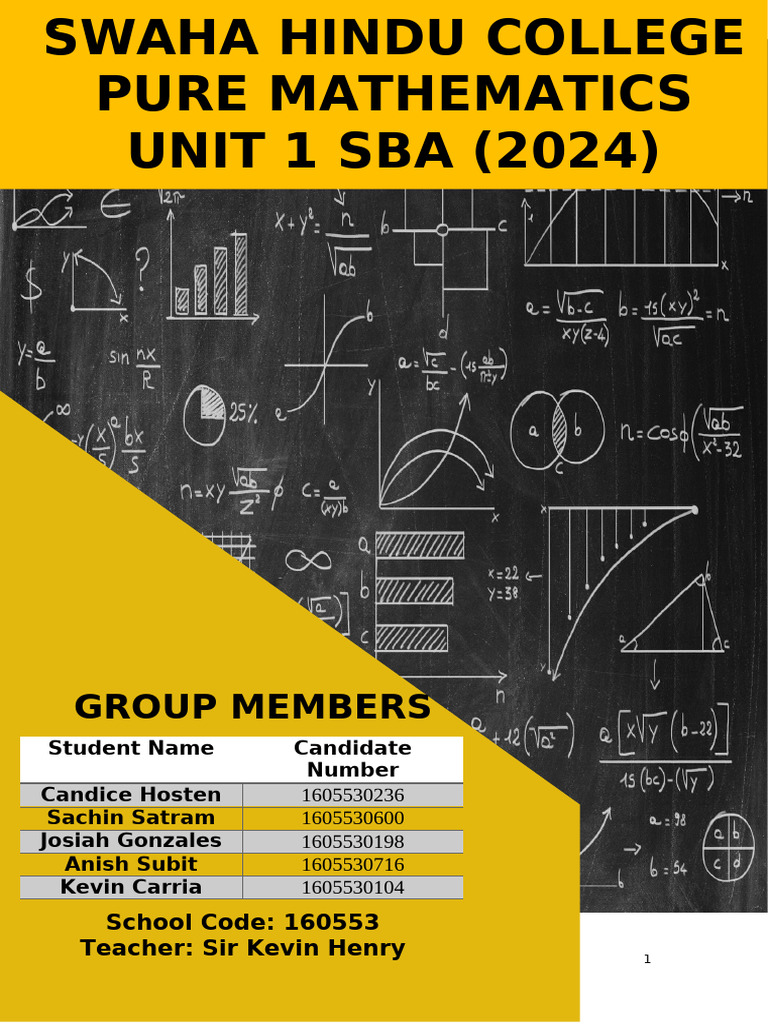 Pure Mathematics UNIT 1 (SBA) With Comments | PDF | Area | Volume