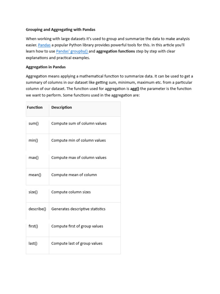 Grouping and Aggregating With Pandas | PDF | Statistics | Statistical ...