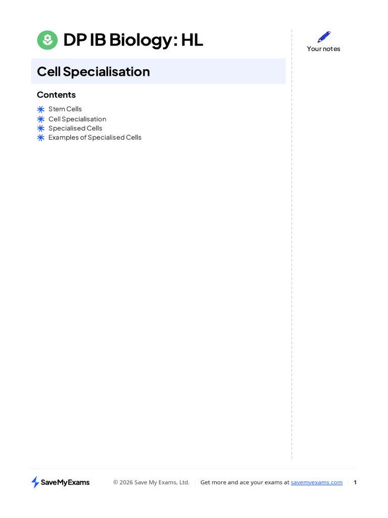 Cell Specialization | PDF | Cell Potency | Skeletal Muscle