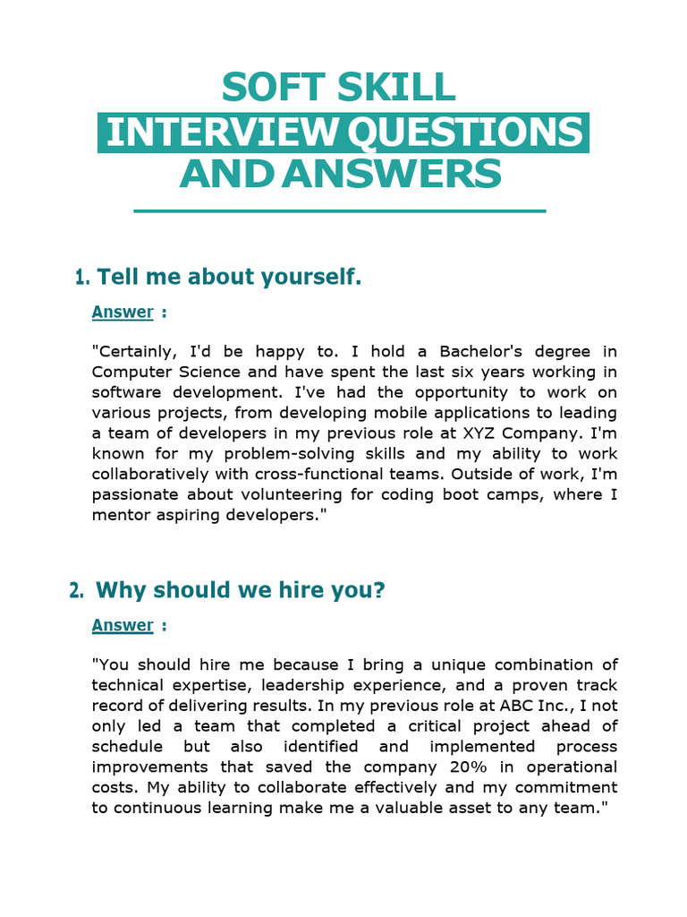 Soft Skills Interview Q&A | PDF | Mentorship | Leadership