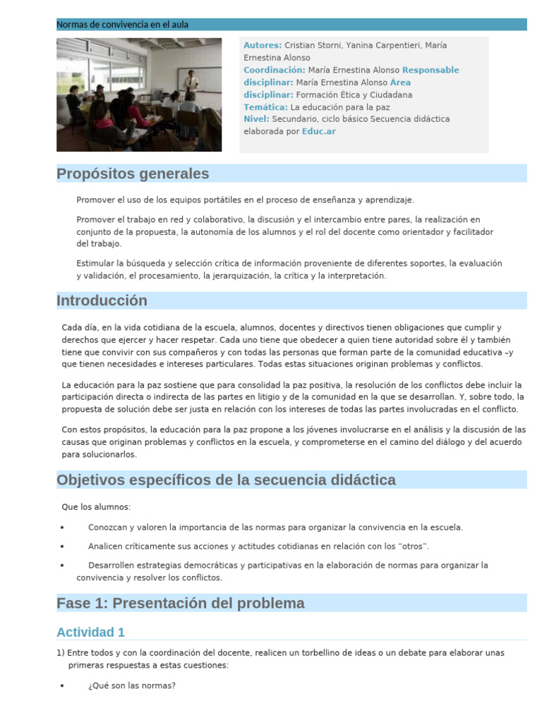 Normas de Convivencia en El Aula | PDF | Enseñando | Maestros