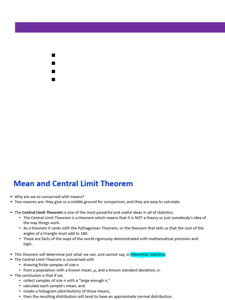 BS-07. Central Limit Theorem | PDF | Probability Distribution | Normal ...