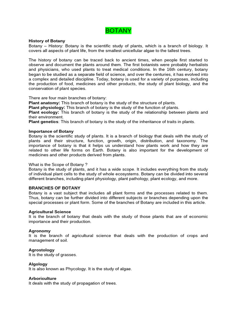 BOTANY | PDF | Plant Hormone | Stoma
