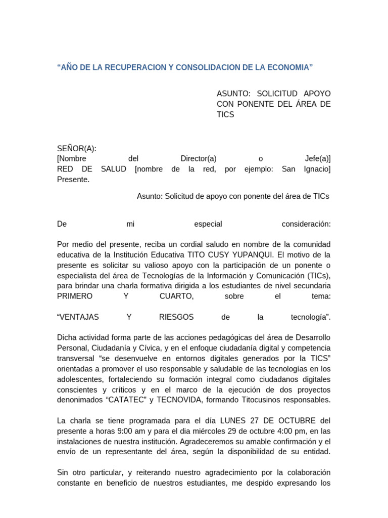 Solicito Apoyo | PDF