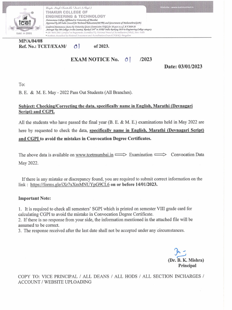 May 2022 Batch Convocation Notice | PDF