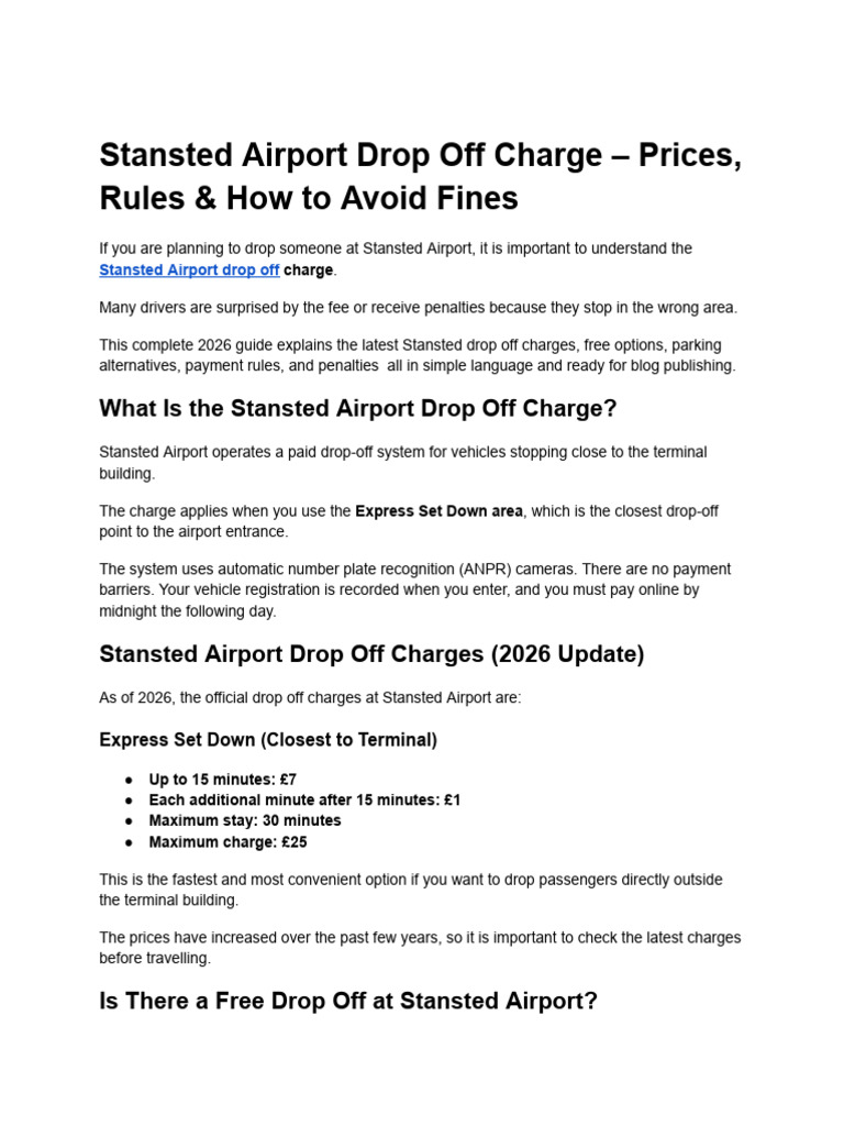 Stansted Airport Drop Off Charge | PDF | Airport | Parking Lot