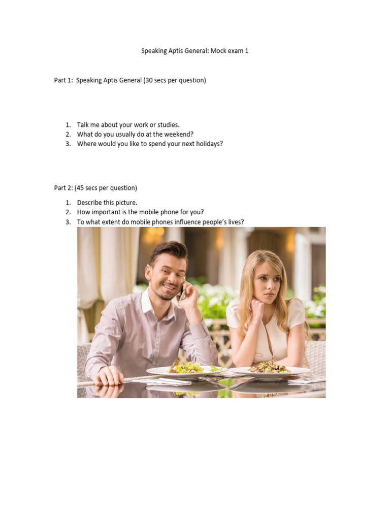 Speaking Aptis General Mock Exam | PDF