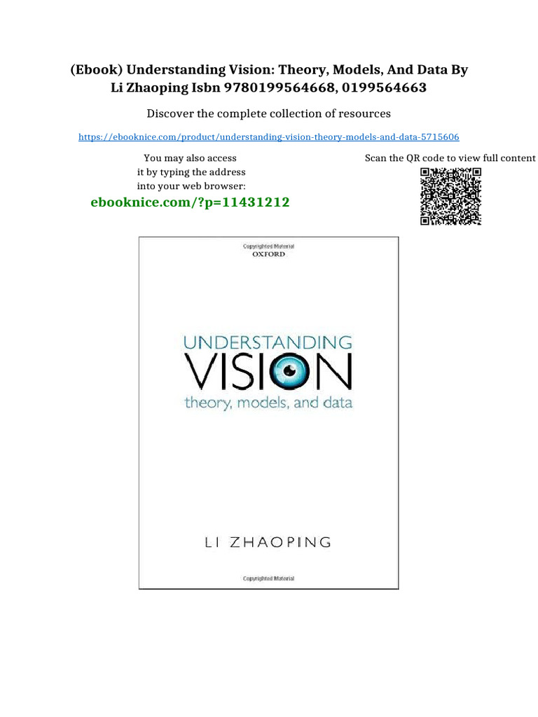 (Ebook) Understanding Vision: Theory, Models, and Data by Li Zhaoping ...