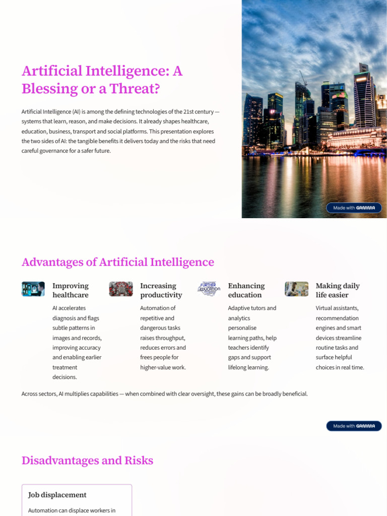 Artificial Intelligence a Blessing or a Threat | PDF | Artificial ...