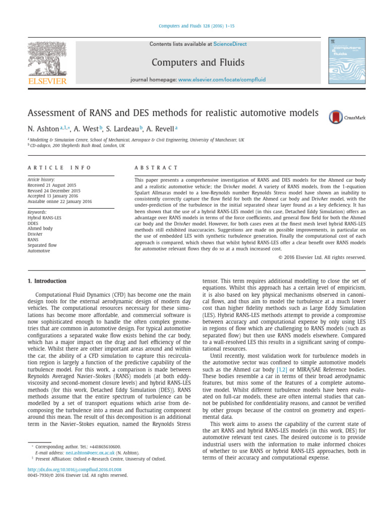 Ashton Et Al. - 2016 - Assessment of RANS and DES Methods For Realistic ...