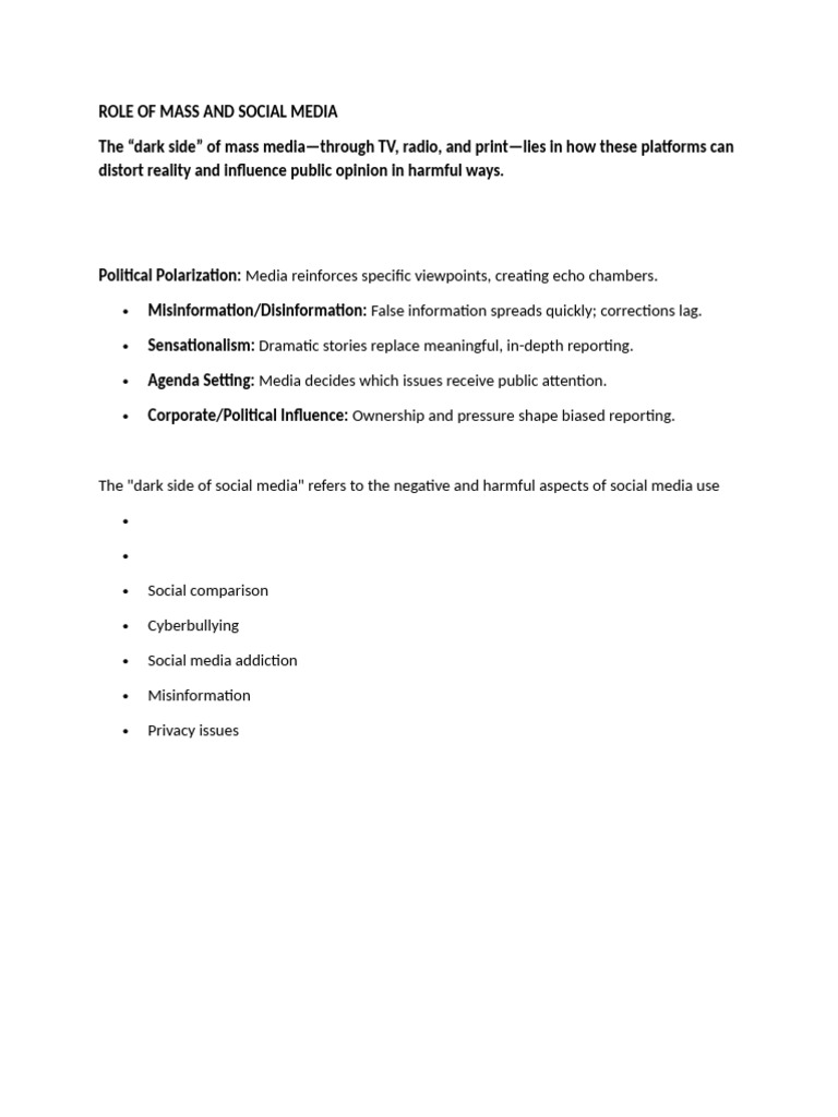 Role of Mass and Social Media | PDF