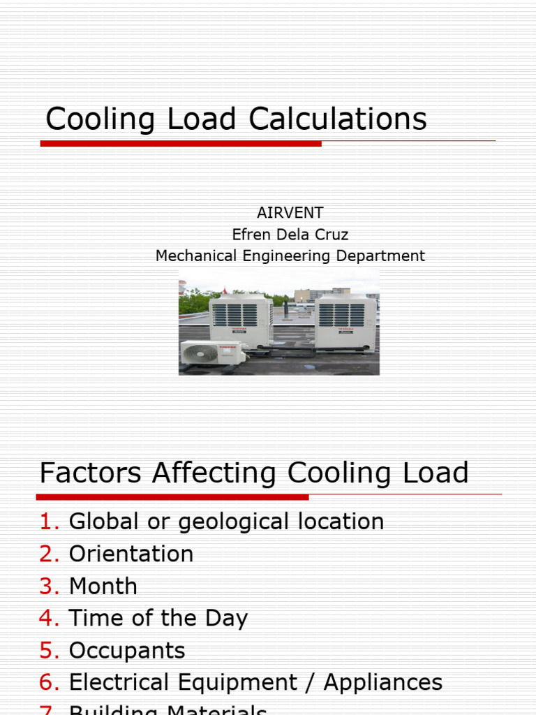 Module+2 1+Cooling+Load+Calculation | PDF | Humidity | Physical Chemistry
