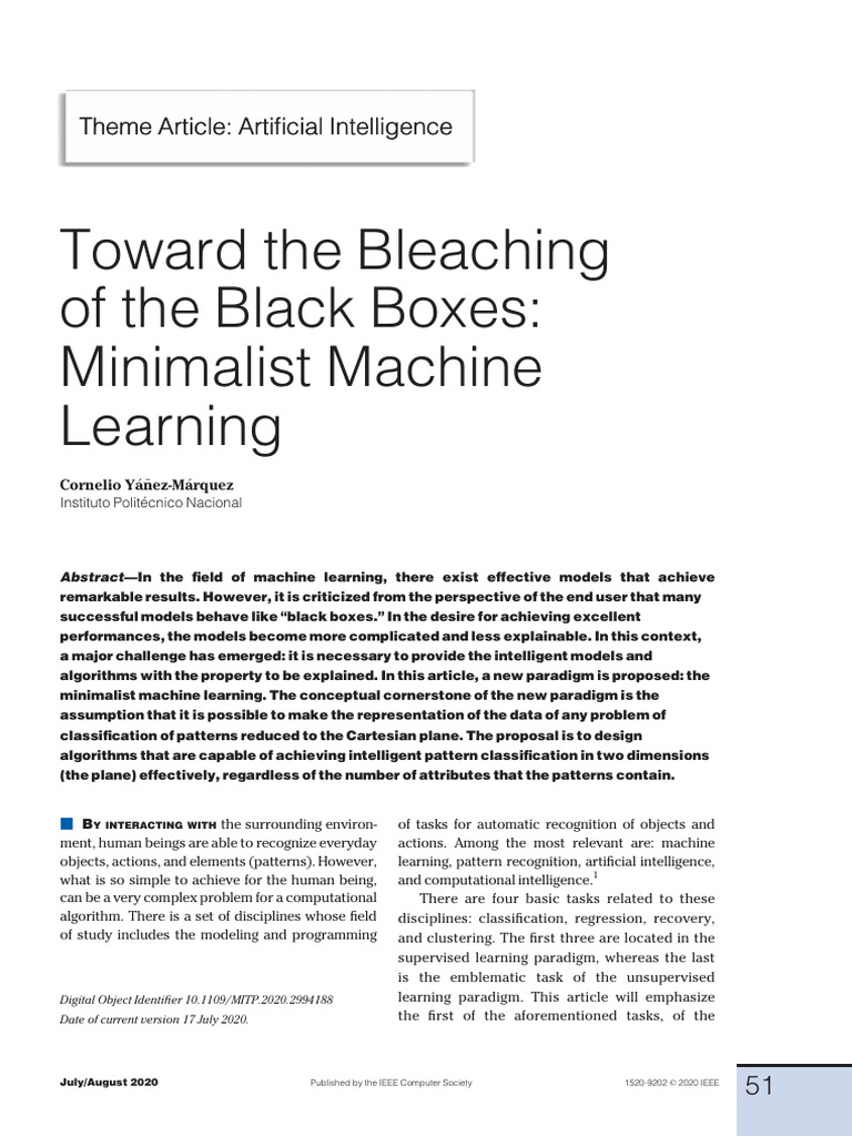 Toward the Bleaching of the Black Boxes Minimalist Machine Learning ...