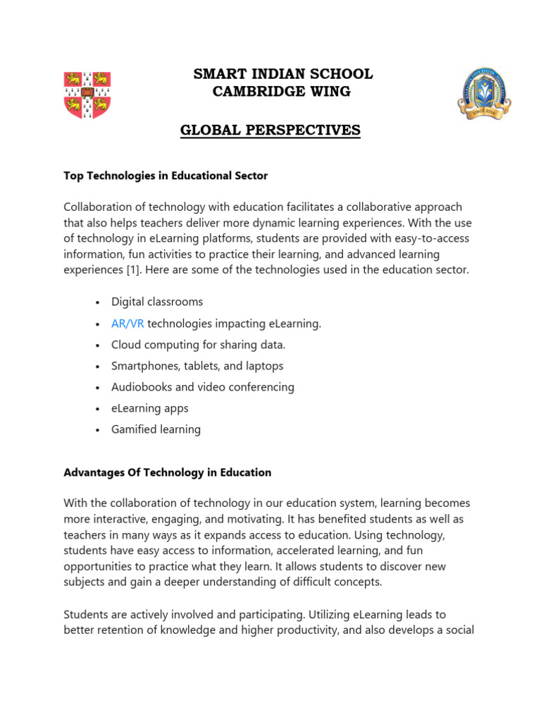 Advantages of Technology in Education | PDF | Educational Technology ...