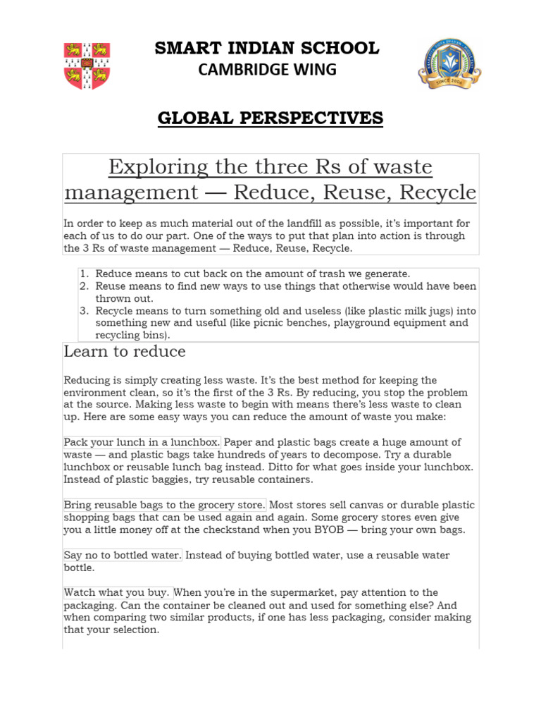 Three Rs | PDF | Reuse | Recycling