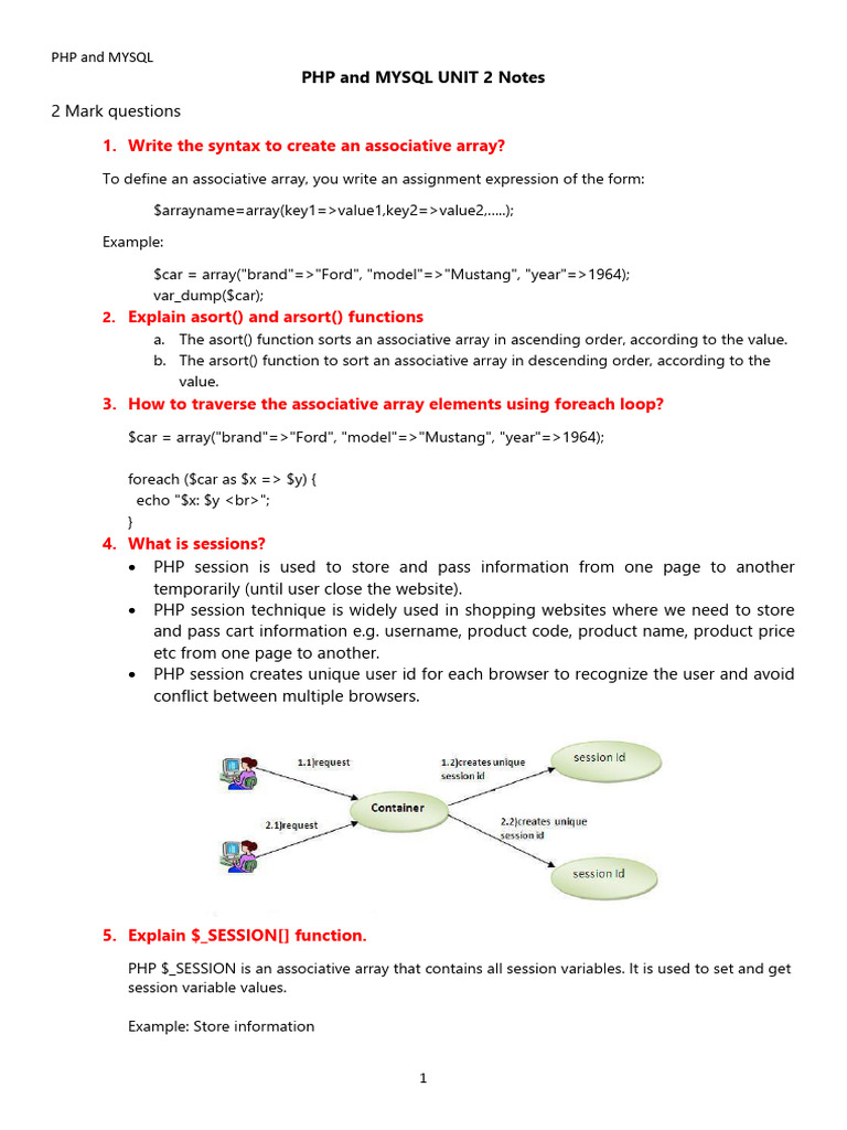 PHP and Mysql Unit 2 Notes | PDF | Control Flow | Php