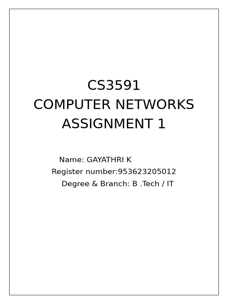 cn ass 1 | PDF | Network Congestion | Transmission Control Protocol