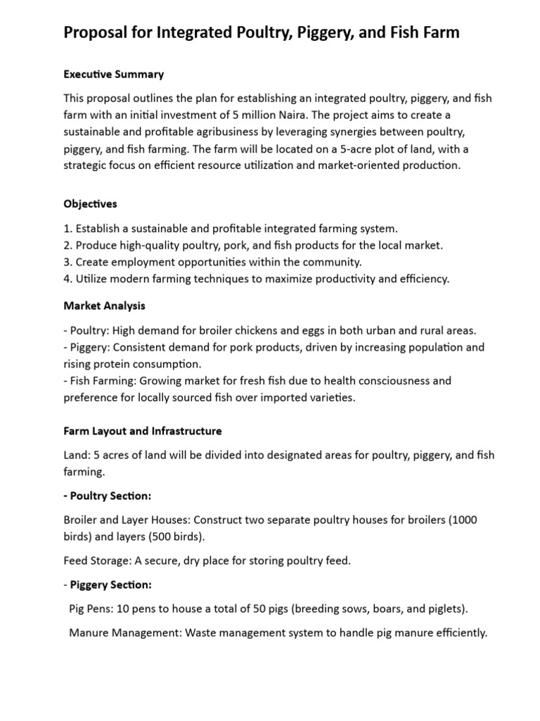 Proposal For Integrated Poultry | PDF | Poultry | Pig