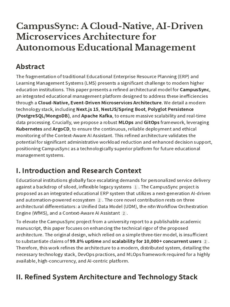 CampusSync A Cloud-Native, AI-Driven Microservices Architecture For ...