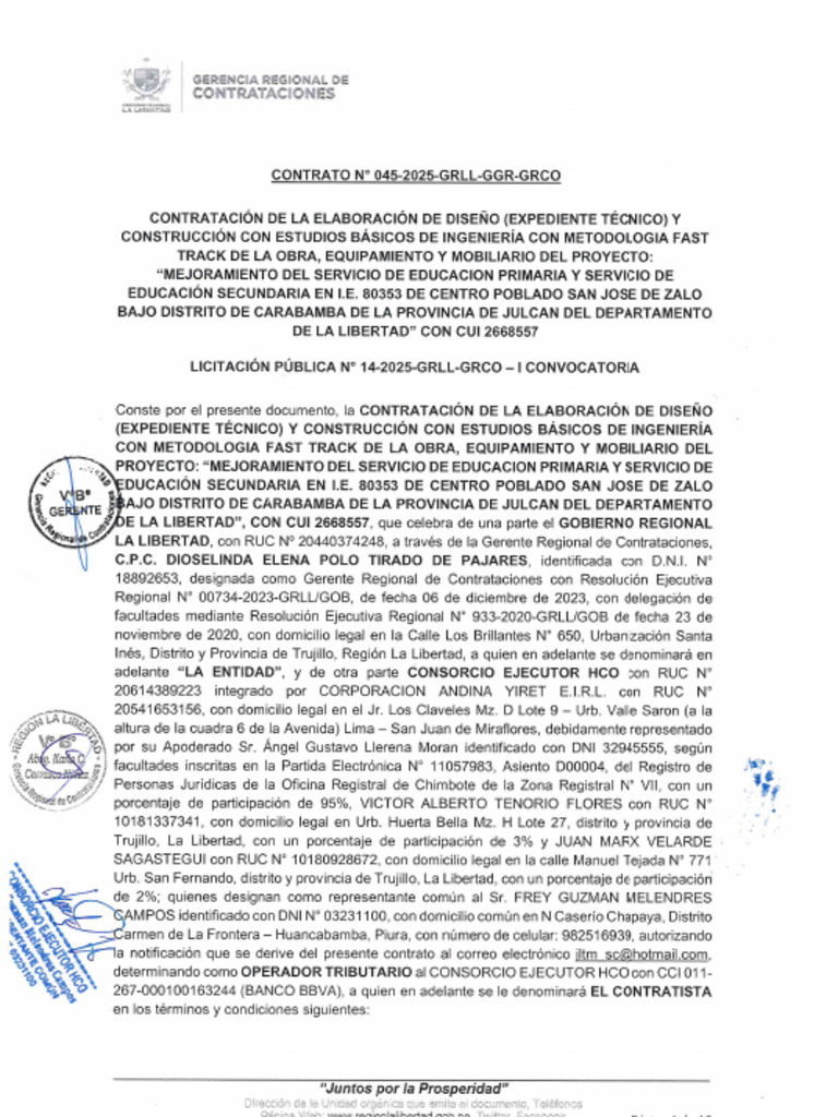 Contrato N°045-2025-Grll-Grco | PDF