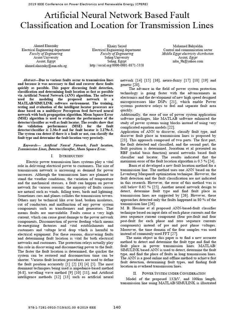 Artificial Neural Network Based Fault Classification and Location For ...