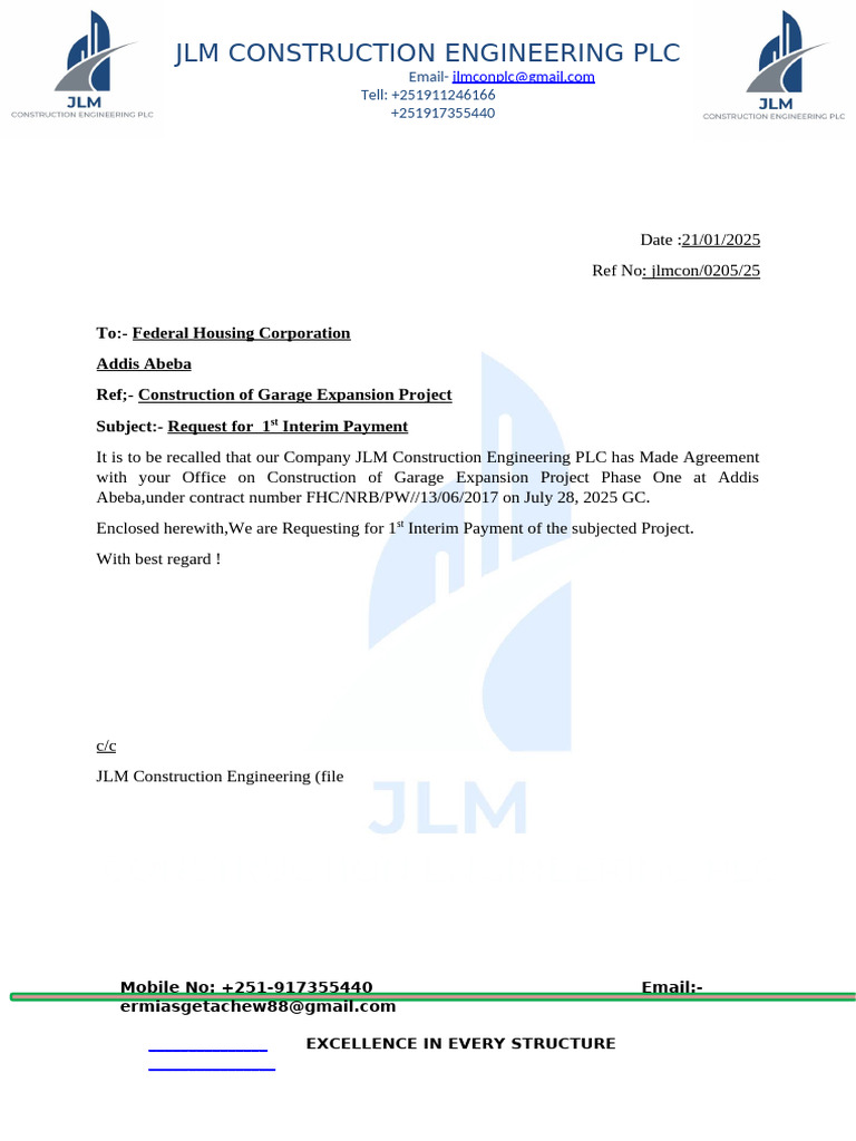 2nd Payment Letter | PDF