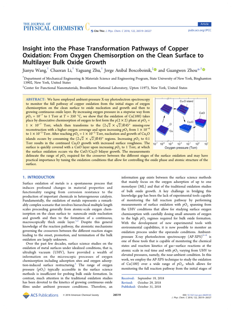 Insight Into the Phase Transformation Pathways of Copper Oxidation From ...