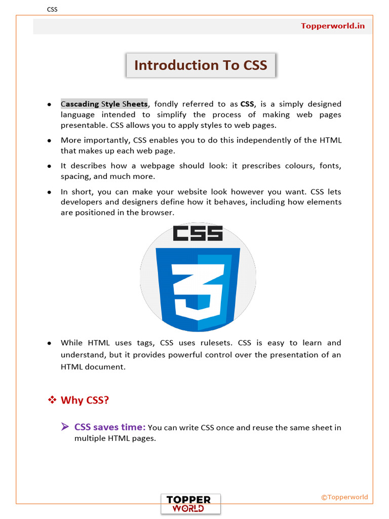 Introduction To CSS: Ascading Tyle Heets CSS | PDF | Html | Html Element