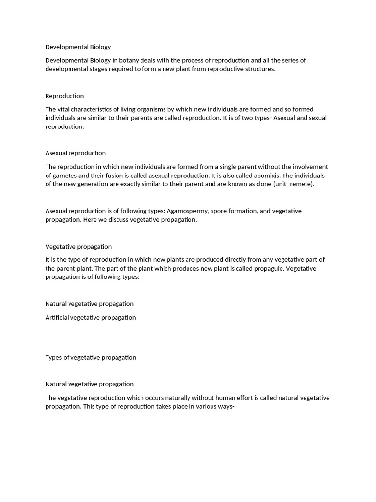 Development Bio 2 1 | PDF | Grafting | Pollination